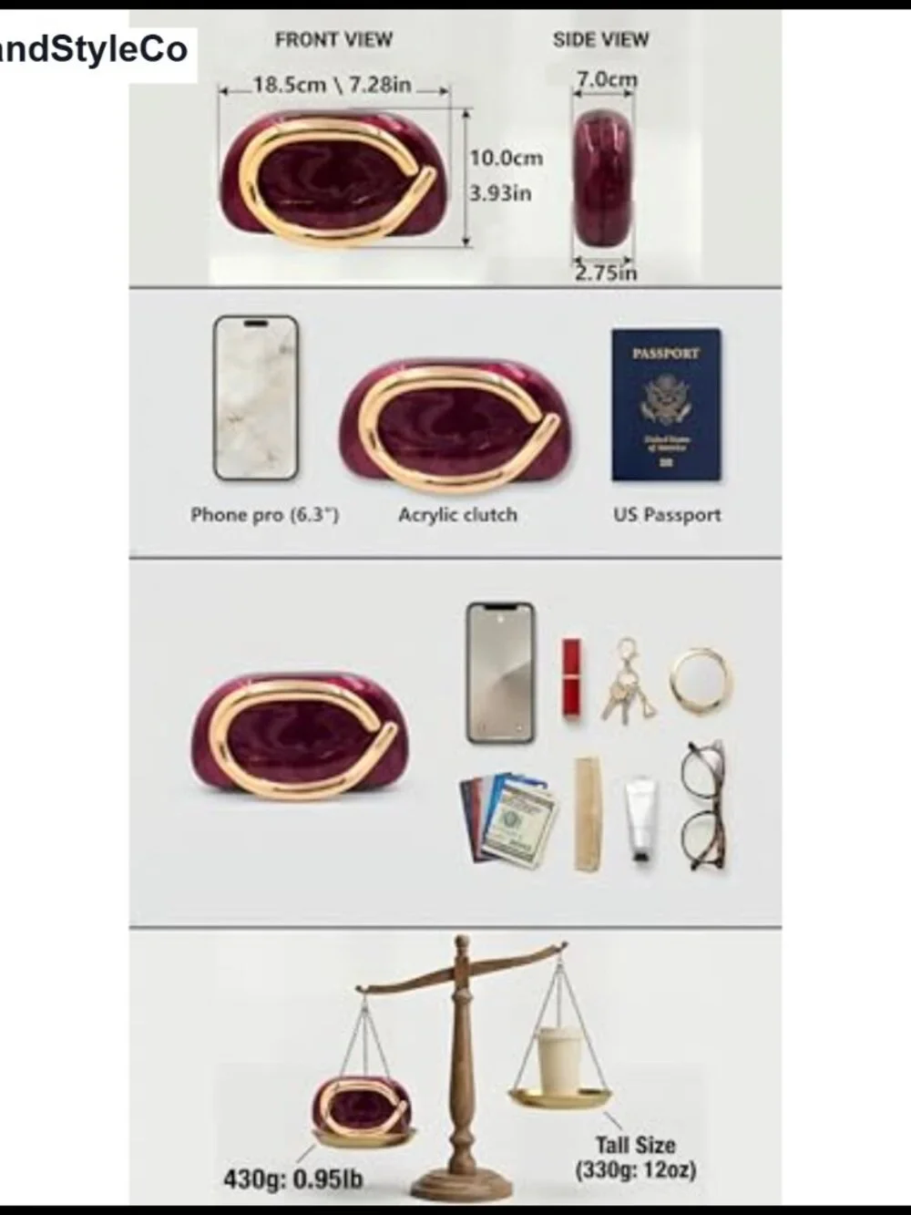 Acrylic Clutch Purse for Women Formal, Mini Hardcase Evening Bag with Metal
